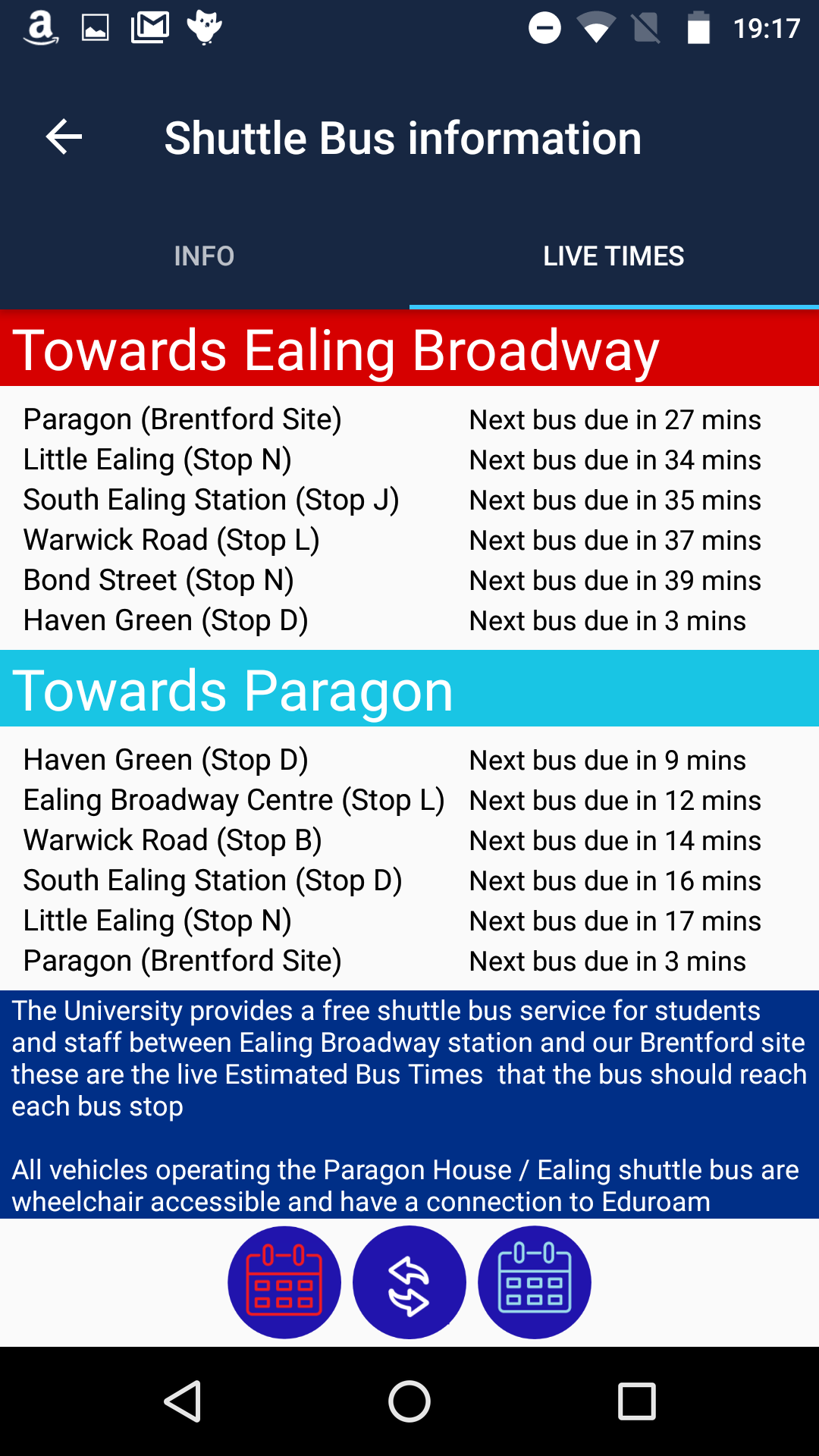 bus timing app for android